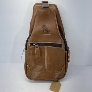 Mens Genuine Leather Sling Backpack CrossBody Bag Shoulder Bags for Hiking Z